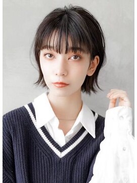 ギークス(GEEKS) 【GEEKS渋谷】くびれボブ/黒髪/前髪あり/就活ヘア/耳かけボブ/艶