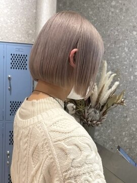 サンク 原宿 表参道(cinq) ミルクティーベージュナチュラルボブミニボブケアブリーチ20代