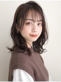 ワンカールイメチェン大人可愛いセクションカラー斜めバング