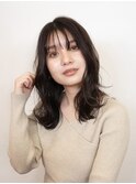ミディアムヘア/外ハネロブ/シースルー/韓国/茶屋町/梅田/大阪