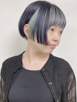【morio原宿】ミニボブ　前髪カラー　グリーン