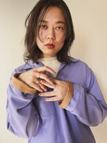 ウェルク(welc) 黒髪グレーベージュレイヤーロング前髪パーマアッシュブラック