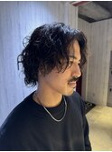 縦落ちウルフパーマ/ウザバング/波ウェーブツイストパーマメンズ