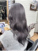 ブリーチなしブルーグレージュ黒髪ハイライトレイヤー小顔ボブ