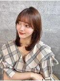 サラツヤロングベージュカラーブリーチしない透明感カラー