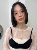 レイヤーボブセンターパートミニボブ黒髪ワンレン美髪髪質改善