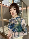 ミニウルフチェリーブラウンブリーチなしレイヤー韓国前髪/田町