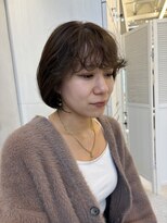 アナ ラーナ(Anna Lanna)&nbsp;柔らかカーキグレージュボブ×前髪パーマ