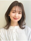 前髪ナチュラルカールハイライトカラーサイドバングうるツヤ