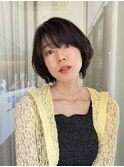 小顔ショートボブ×シースルーバング