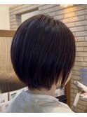 縮毛矯正ストレート丸みショートグレージュ