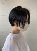 ダークトーンでも軽いシースルーバンクショート#恒吉