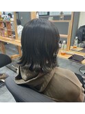 切りっぱなしロブ×暗髪カラー