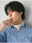 ニュアンスパーマアッシュブラックウルフ波巻きスパイラル渋谷