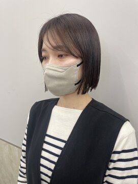 サンド 鹿児島中央(sand) @ayumi_sand ラベンダーブラウン　シースルーバング　ミニボブ