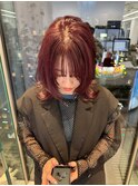 チェリーピンク×外はねミディ