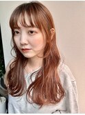 ロングレイヤー ブリーチなしダブルカラー オレンジブラウン