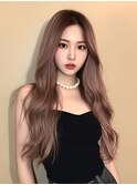 ロング　ケアブリーチ　顔周り　ミルクティーベージュ　10代20代
