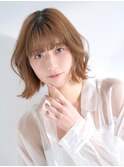 【La fith】ハイトーンカラー×くびれ外ハネボブ×重めバング