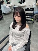 韓国ミディアムレイヤー/ラベンダーブラウン/山本うらら