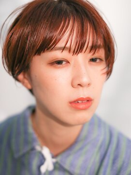 テトヘアー(teto hair) オレンジベージュ、マッシュショート、丸みショート、耳掛け