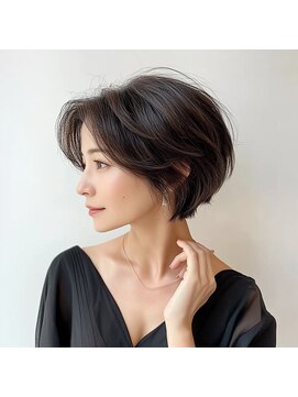 ユキオ オブ ヘアー(YUKIO of Hair) くびレイヤーエモージュピンクベージュマチルダボブミディ前髪