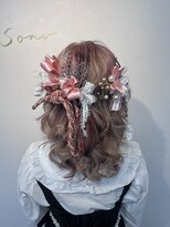 ソノ(sono) ハーフアップ リボンアレンジ  成人式ヘア 振袖ヘア 推し活ヘア 