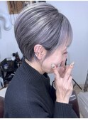 【立体感抜群】脱白髪染めホワイトシャドールーツ×ブリーチ４回
