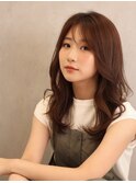 大人可愛いシフォンベージュブリーチなし透明感ロング