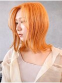 ■HARBORS鎌倉/外ハネロブ/くびれカール/オレンジゴールド62-3