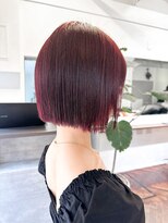ラレイ ハラジュク(Lalei harajuku)&nbsp;【白石】ブリーチなし赤髪ボルドーカラーワインレッド暖色ボブ