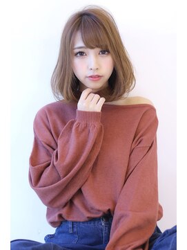 オーロ 宝塚店(ORO) 小顔ボブ抜け感オリーブアッシュフェザーバングボブルフグラボブ