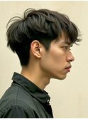 無造作ツーブロック刈り上げツイストスパイラルスペインカール