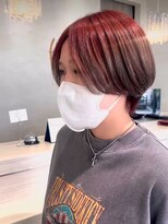 アース コアフュールボーテ ふじみ野店(EARTH coiffure beaute)&nbsp;レッドグレージュ_ルーツデザインカラー_ハイトーン_ショート