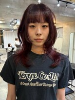 ナループロアボタン(Nalu pu loa BOTAN)&nbsp;レイヤーカット/ハッシュカット/カシスレッドブラウン