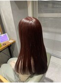 ブリーチなし透明感ピンクシースルーバングデジタルパーマボブ