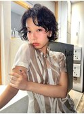 ボブレイヤー　ウェーブパーマ　黒髪パーマ　ハニボブ