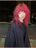 韓国ヘアに挑戦！こなれミディなチェリーレッド