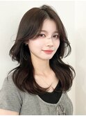 ロング韓国ヘアおくれ毛顔周りレイヤー_F30406