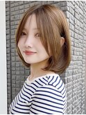 Say.ひし形ボブ韓国ボブレイヤーボブオリーブグレーケアブリーチ