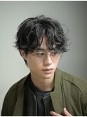 センターパート メガネに合うシャドウパーマ シャドウパーマ