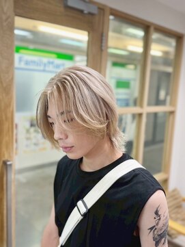 チェレ ブラン 堺東店(Chere brun) メンズハイライト・バレイヤージュ・サーフカール・ウルフカット