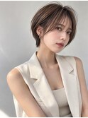 流し前髪/ひし形丸みショート/池袋30代40代/髪質改善カラー/小顔