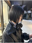 黒髪/ボブウルフ/ネビージュ/小顔/ワンレン/髪質改善/前髪