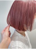 大人シアーベージュミニウルフボブミディアムレイヤー