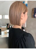 20代30代大人可愛い小顔ボブ丸みボブショートボブベージュカラー
