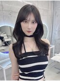透明感ダークグレージュ/韓国くびれヘア/ロングレイヤー/表参道