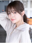 伸ばしかけロングレイヤーカット毛先パーマ顔周りカット