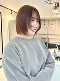 ピンクブラウン/ピンクオレンジブラウン/ケアブリーチ/ボブ