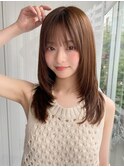 小顔 前髪 レイヤーカット グレージュ &nbsp;ハッシュカット"